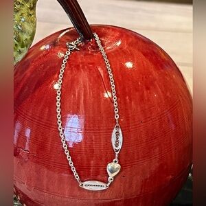 Vintage Sterling Silver Heart Anklet - Delicate Filigree Link Anklet